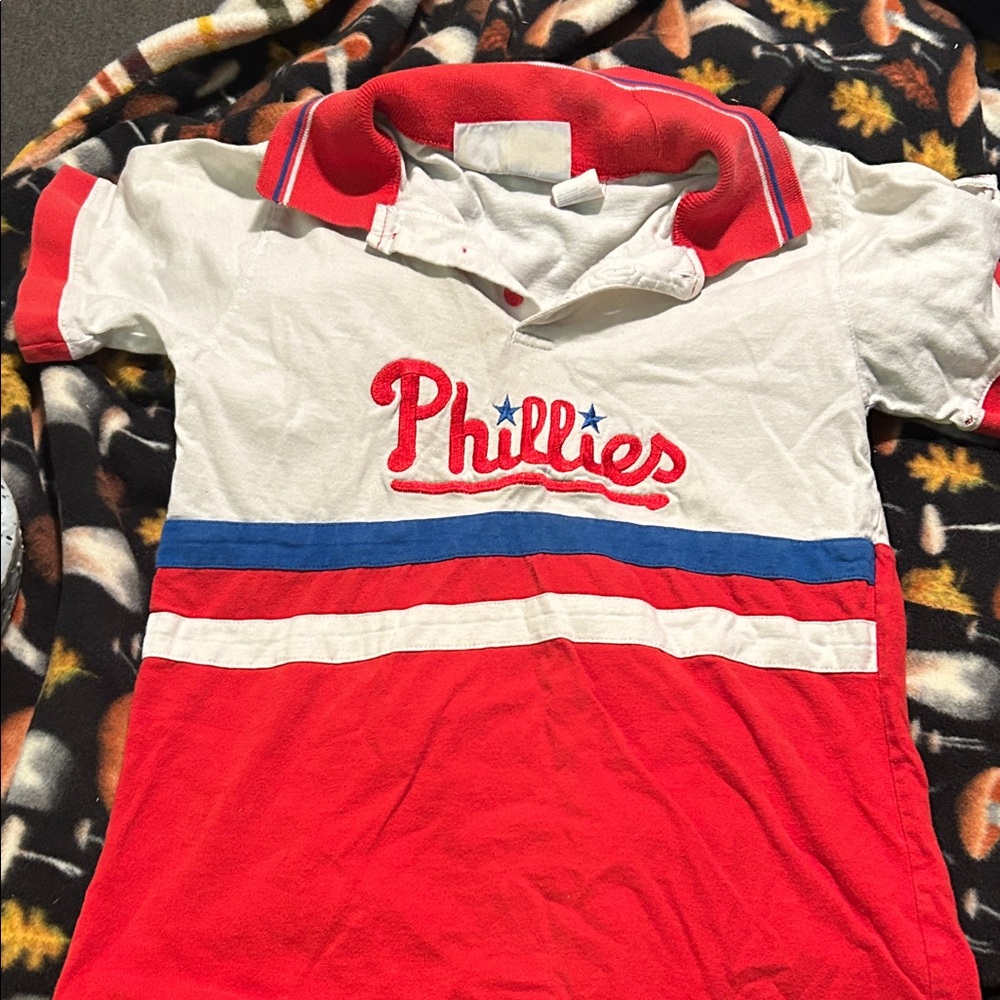3/$20Vintage Phillies Kids Polo Shirt - Red and White